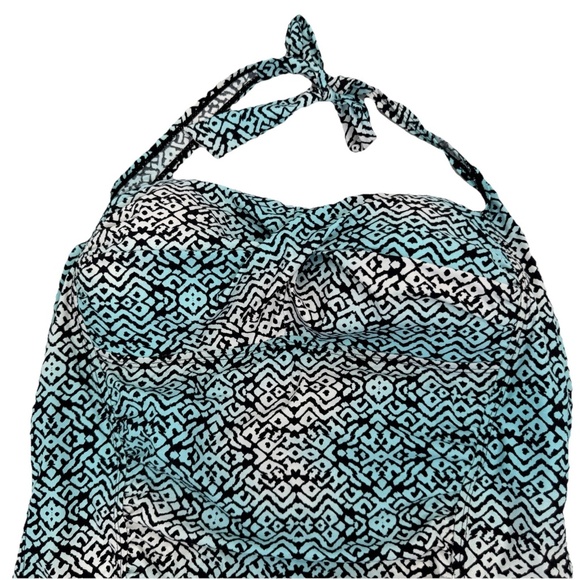 Assets By Spanx Teal Tankini Halter Top Size XL Beach Pool Summer Geometric - Picture 2 of 6